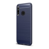 Gigapack Huawei P40 Lite E Szilikon telefonvédő (légpárnás sarok, szálcsiszolt, karbon minta, sötétkék)