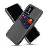 Gigapack Huawei P40 műanyag telefonvédő (közepesen ütésálló, bankkártya tartó, textil bevonat hátlap) szürke