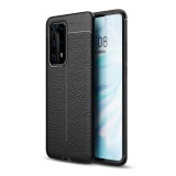 Gigapack Huawei P40 Pro+ Szilikon telefonvédő (bőr hatású, varrás minta, fekete)