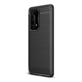 Gigapack Huawei P40 Pro+ Szilikon telefonvédő (légpárnás sarok, szálcsiszolt, karbon minta, fekete)