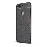 Gigapack Huawei Y7 Prime (2018) Szilikon telefonvédő (bőr hatású, varrás minta, fekete)