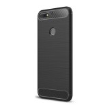 Gigapack Huawei Y7 Prime (2018) Szilikon telefonvédő (légpárnás sarok, szálcsiszolt, karbon minta, fekete)