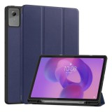 Gigapack Lenovo Idea Tab Plus (TB361FU) tok álló, bőr hatású (aktív flip, trifold, asztali tartó, ceruza tartó) sötétkék