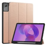 Gigapack Lenovo Idea Tab Plus (TB361FU) tok álló, bőr hatású (aktív flip, trifold, ceruza tartó) rozéarany