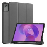 Gigapack Lenovo Idea Tab Plus (TB361FU) tok álló, bőr hatású (aktív flip, trifold, ceruza tartó) sötétszürke