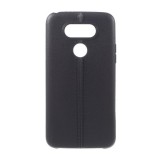 Gigapack LG G5 szilikon telefonvédő (bőr hatású, varrás minta, fekete)