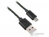 Gigapack MicroUSB adat és töltőkábel, fekete szőtt, cipőfűző mintás, 200 cm