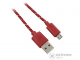 Gigapack MicroUSB adat és töltőkábel, piros szőtt, cipőfűző mintás, 200 cm