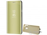 Gigapack Mirror View Case álló, bőr hatású aktív flip tok Samsung Galaxy A21 (SM-A210F) készülékhez, arany
