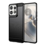 Gigapack Motorola Edge 50 Pro 5G szilikon telefonvédő (ütésállóság, légpárnás sarok, szálcsiszolt, karbon minta) fekete