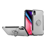 Gigapack műanyag telefonvédő ( Apple iPhone XR 6.1 szilikon keret, karbon minta) ezüst