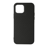 Gigapack műanyag telefonvédő (bőr hatású, Apple iPhone 13 mini szilikon betét, karbon minta) fekete