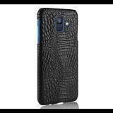 Gigapack Műanyag telefonvédő (bőr hatású, krokodilbőr minta) FEKETE [Samsung Galaxy A6 (2018) SM-A600F] (5996457861255) - Telefontok