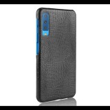 Gigapack Műanyag telefonvédő (bőr hatású, krokodilbőr minta) FEKETE [Samsung Galaxy A7 (2018) SM-A750F] (5996457861231) - Telefontok