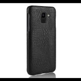 Gigapack Műanyag telefonvédő (bőr hatású, krokodilbőr minta) FEKETE [Samsung Galaxy J6 (2018) SM-J600F] (5996457861248) - Telefontok