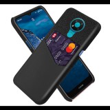 Gigapack Műanyag telefonvédő (közepesen ütésálló, bankkártya tartó, textil bevonat, bőr hatású hátlap) FEKETE [Nokia 3.4] (5996591015040) - Telefontok
