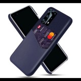 Gigapack Műanyag telefonvédő (közepesen ütésálló, bankkártya tartó, textil bevonat, bőr hatású hátlap) SÖTÉTKÉK [Huawei P40 Pro 5G] (5996457990818) - Telefontok