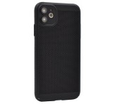 Gigapack Műanyag telefonvédő (légáteresztő, lyukacsos minta, kamera védelem) FEKETE Apple iPhone 11