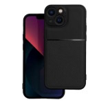 Gigapack Műanyag telefonvédő (szilikon keret, közepesen ütésálló, beépített fémlemez, bőr hatású hátlap, csíkos minta) FEKETE Apple iPhone 13 mini