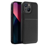 Gigapack Műanyag telefonvédő (szilikon keret, közepesen ütésálló, beépített fémlemez, bőr hatású hátlap, csíkos minta) FEKETE Apple iPhone 14 Plus