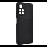 Gigapack Műanyag telefonvédő (szilikon keret, közepesen ütésálló, beépített fémlemez, bőr hatású hátlap, csíkos minta) FEKETE [Xiaomi Poco M4 Pro 5G] (5996591212302) - Telefontok