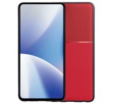 Gigapack Műanyag telefonvédő (szilikon keret, közepesen ütésálló, beépített fémlemez, bőr hatású hátlap, csíkos minta) PIROS Apple iPhone 15 Pro