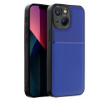 Gigapack Műanyag telefonvédő (szilikon keret, közepesen ütésálló, beépített fémlemez, bőr hatású hátlap, csíkos minta) SÖTÉTKÉK Apple iPhone 14