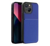 Gigapack Műanyag telefonvédő (szilikon keret, közepesen ütésálló, beépített fémlemez, bőr hatású hátlap, csíkos minta) SÖTÉTKÉK Apple iPhone 14 Plus