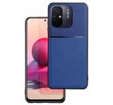 Gigapack Műanyag telefonvédő (szilikon keret, közepesen ütésálló, beépített fémlemez, bőr hatású hátlap, csíkos minta) SÖTÉTKÉK Xiaomi Redmi 12C