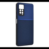 Gigapack Műanyag telefonvédő (szilikon keret, közepesen ütésálló, beépített fémlemez, bőr hatású hátlap, csíkos minta) SÖTÉTKÉK [Xiaomi Redmi Note 11 Pro] (5996591216171) - Telefontok