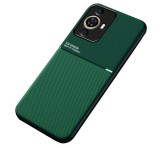 Gigapack Műanyag telefonvédő (szilikon keret, közepesen ütésálló, beépített fémlemez, bőr hatású hátlap, csíkos minta) SÖTÉTZÖLD Huawei Nova 11 Pro