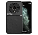 Gigapack Műanyag telefonvédő (szilikon keret, ütésállóság, mágneses, bőr hatású hátlap, csíkos) FEKETE Honor Magic6 Lite 5G