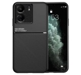 Gigapack Műanyag telefonvédő (szilikon keret, ütésállóság, mágneses, bőr hatású hátlap, csíkos) FEKETE Xiaomi Redmi 13C