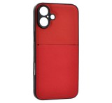 Gigapack Műanyag telefonvédő (szilikon keret, ütésállóság, mágneses, bőr hatású hátlap, csíkos) PIROS Apple iPhone 16 Plus