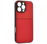 Gigapack Műanyag telefonvédő (szilikon keret, ütésállóság, mágneses, bőr hatású hátlap, csíkos) PIROS Apple iPhone 16 Pro