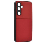 Gigapack Műanyag telefonvédő (szilikon keret, ütésállóság, mágneses, bőr hatású hátlap, csíkos) PIROS Samsung Galaxy S24 FE (SM-S721)