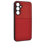 Gigapack Műanyag telefonvédő (szilikon keret, ütésállóság, mágneses, bőr hatású hátlap, csíkos) PIROS Samsung Galaxy S24 Plus (SM-S926)