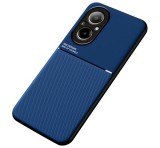 Gigapack Műanyag telefonvédő (szilikon keret, ütésállóság, mágneses, bőr hatású hátlap, csíkos) SÖTÉTKÉK Realme C67 4G