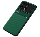 Gigapack Műanyag telefonvédő (szilikon keret, ütésállóság, mágneses, bőr hatású hátlap, csíkos) SÖTÉTZÖLD Xiaomi Poco X6 Pro 5G