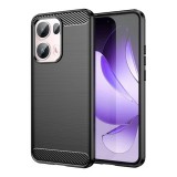 Gigapack Oppo Reno 13 Pro szilikon telefonvédő (ütésállóság, légpárnás sarok, szálcsiszolt, karbon minta) fekete