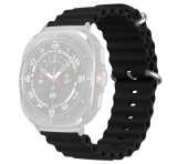 Gigapack Pótszíj (egyedi méret, szilikon, állítható, hullám) FEKETE Samsung Galaxy Watch Ultra eSIM 47mm (SM-L705)