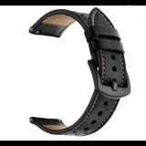 Gigapack Pótszíj (univerzális, 22 mm, valódi bőr, légáteresztő) FEKETE [Honor Watch GS 3] (5996457951352)