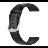 Gigapack Pótszíj (univerzális, 22 mm, valódi bőr, szilikon belső) FEKETE [Honor Watch GS 3] (5996591084374) - Szíj