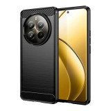 Gigapack Realme 12 Pro Plus szilikon telefonvédő (ütésállóság, légpárnás sarok, szálcsiszolt, karbon minta) fekete