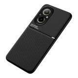 Gigapack Realme C67 4G műanyag telefonvédő (szilikon keret, ütésállóság, mágneses, bőr hatású hátlap, csíkos) fekete