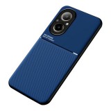 Gigapack Realme C67 4G műanyag telefonvédő (szilikon keret, ütésállóság, mágneses, bőr hatású hátlap, csíkos) sötétkék