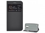 Gigapack S-View Cover álló bőr tok LG K9 K350 (K8 2018) készülékhez, fekete