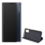Gigapack Samsung Galaxy A02s (SM-A025F) tok álló, textil hatású (aktív Flip, oldalra nyíló, Smart View Cover) fekete