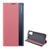 Gigapack Samsung Galaxy A02s (SM-A025F) tok álló, textil hatású (aktív Flip, oldalra nyíló, Smart View Cover) rózsaszín
