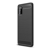 Gigapack Samsung Galaxy A03s (SM-A037F) szilikon telefonvédő (közepesen ütésálló, szálcsiszolt, karbon minta) fekete